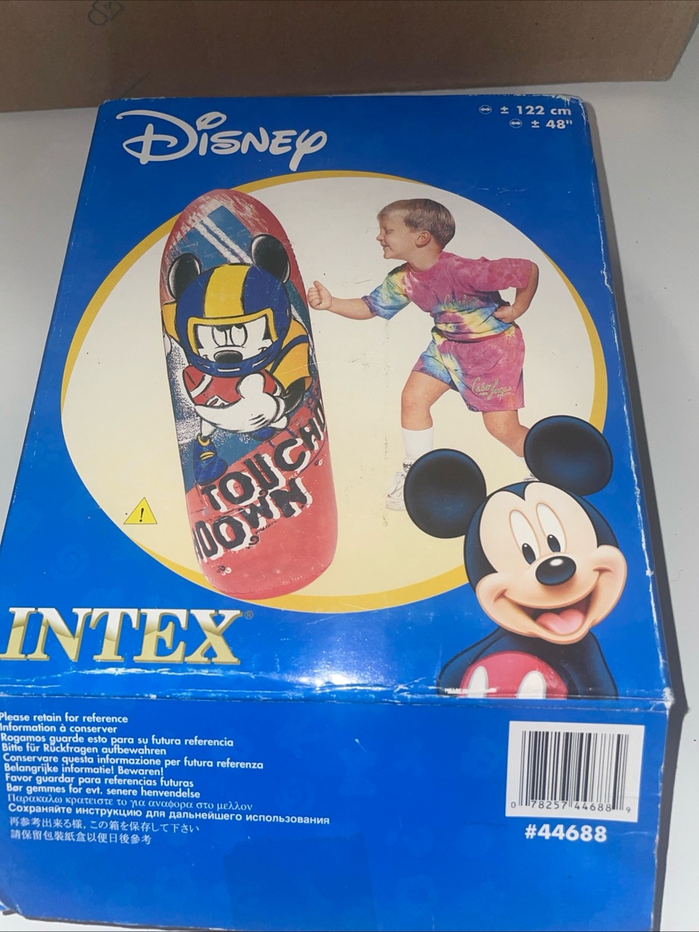 Vintage Intex Disney Mickey 48" Football Punching Bop Bag Used In Original Box